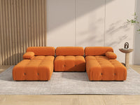 Éther Orange 3-Seater U-Shaped Sectionals | 5-Piece (includes 2 ottomans), Velvet Fabric, Fixed Upholstery