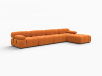 Éther Orange 4-Seater L-Shaped Sectionals | 5-Piece (includes 1 ottoman), Velvet Fabric, Fixed Upholstery