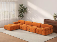 Éther Orange 4-Seater L-Shaped Sectionals | 5-Piece (includes 1 ottoman), Velvet Fabric, Fixed Upholstery