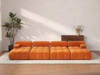 Éther Orange 4-Seater Pit Sectionals | 8-Piece (includes 4 ottomans), Velvet Fabric, Fixed Upholstery