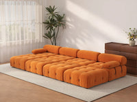 Éther Orange 4-Seater Pit Sectionals | 8-Piece (includes 4 ottomans), Velvet Fabric, Fixed Upholstery