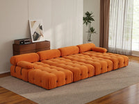 Éther Orange 4-Seater Pit Sectionals | 8-Piece (includes 4 ottomans), Velvet Fabric, Fixed Upholstery