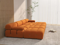 Éther Orange 4-Seater Pit Sectionals | 8-Piece (includes 4 ottomans), Velvet Fabric, Fixed Upholstery