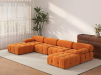 Éther Orange 4-Seater U-Shaped Sectionals | 6-Piece (includes 2 ottomans), Velvet Fabric, Fixed Upholstery
