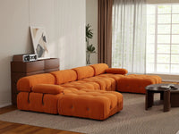 Éther Orange 4-Seater U-Shaped Sectionals | 6-Piece (includes 2 ottomans), Velvet Fabric, Fixed Upholstery