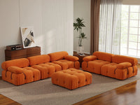 Éther Orange 5-Seater Sofa Sets | 6-Piece (includes 1 ottoman), Velvet Fabric, Fixed Upholstery