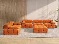 Éther Orange 5-Seater Sofa Sets | 6-Piece (includes 1 ottoman), Velvet Fabric, Fixed Upholstery