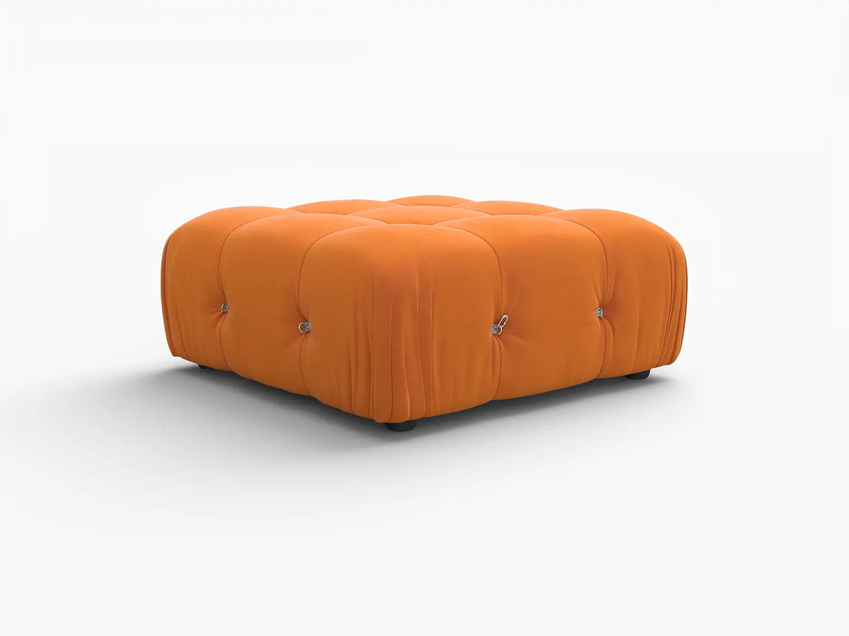 Éther Orange Ottomans | 1-Piece (includes 1 ottoman), Velvet Fabric, Fixed Upholstery