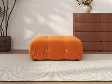 Éther Orange Ottomans | 1-Piece (includes 1 ottoman), Velvet Fabric, Fixed Upholstery