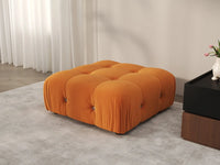 Éther Orange Ottomans | 1-Piece (includes 1 ottoman), Velvet Fabric, Fixed Upholstery