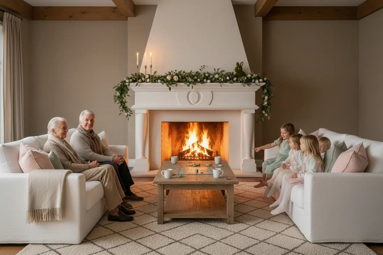 Marco de Chimenea - Arreglo de Sofá Modular para Reuniones Acogedoras de Pascua