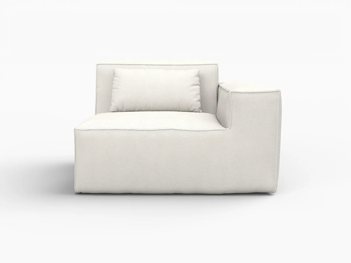 Forma Beige 1-Seater Single Sofa | 1-Piece, Cloud Velvet Fabric, Fixed Upholstery