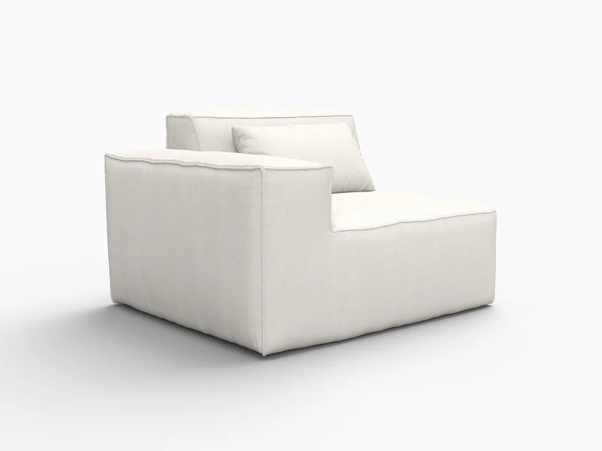 Forma Beige 1-Seater Single Sofa | 1-Piece, Cloud Velvet Fabric, Fixed Upholstery