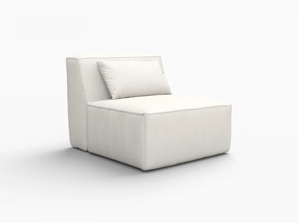 Sofá modular individual Matrix de 1 plaza, color beige | 1 pieza, tela Cloud Velvet, para espacios pequeños