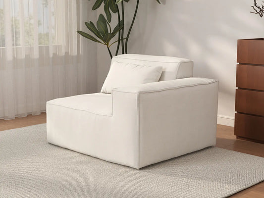 Forma Beige 1-Seater Single Sofa | 1-Piece, Cloud Velvet Fabric, Fixed Upholstery