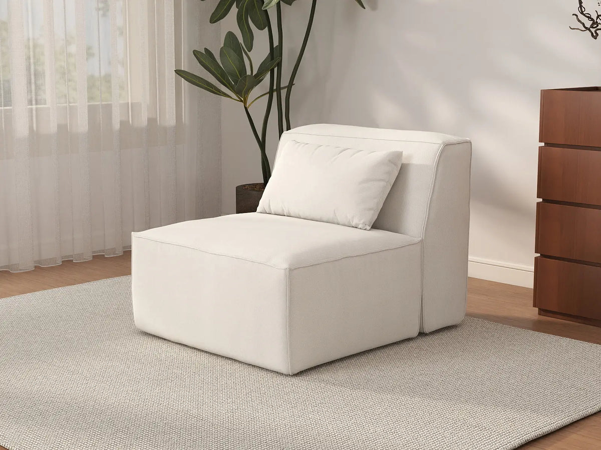 Sofá modular individual Matrix de 1 plaza, color beige | 1 pieza, tela Cloud Velvet, para espacios pequeños