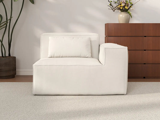 Forma Beige 1-Seater Single Sofa | 1-Piece, Cloud Velvet Fabric, Fixed Upholstery
