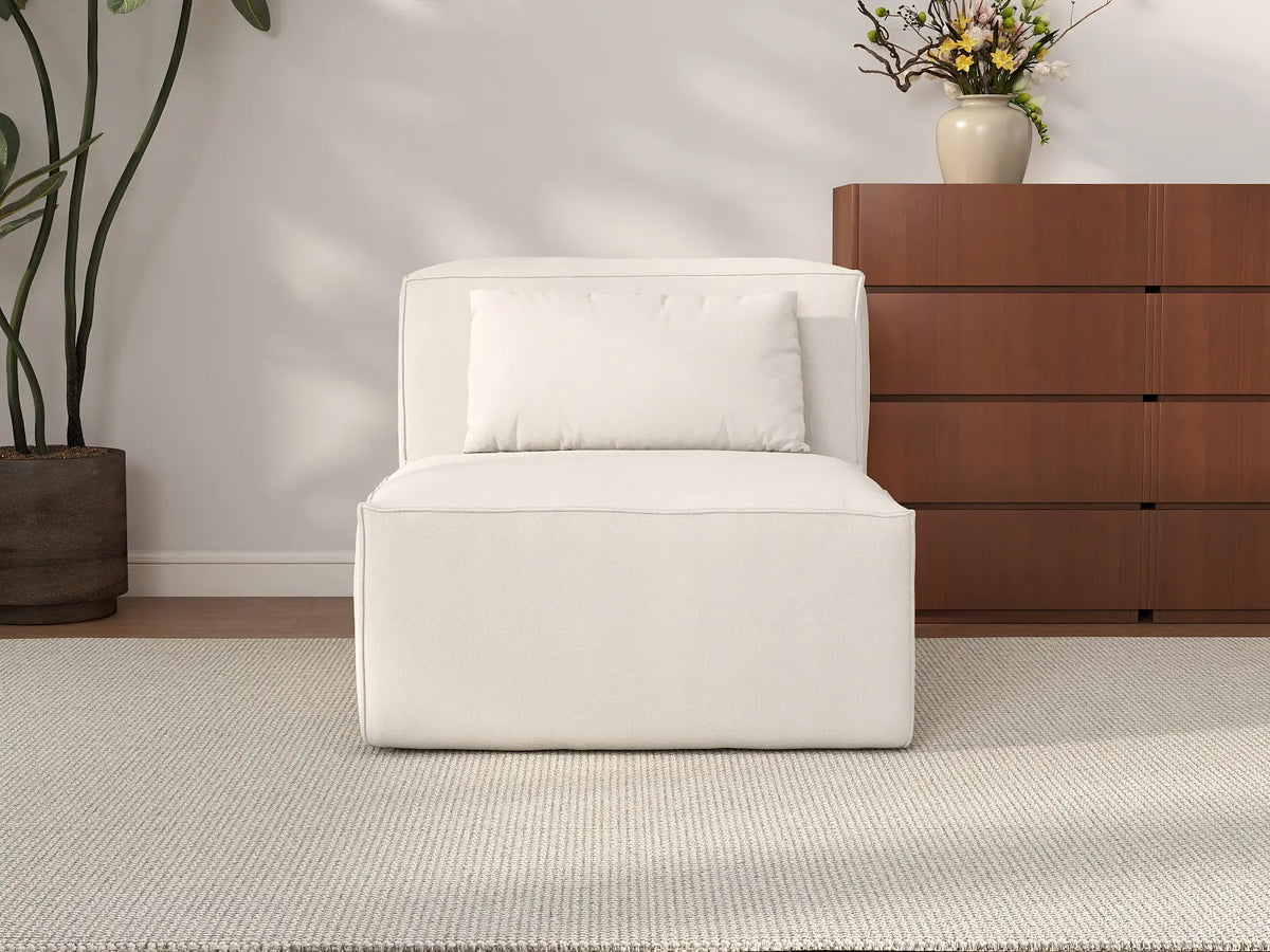 Sofá modular individual Matrix de 1 plaza, color beige | 1 pieza, tela Cloud Velvet, para espacios pequeños