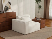 Forma Beige 1-Seater Single Sofa | 1-Piece, Cloud Velvet Fabric, Fixed Upholstery