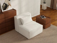 Sofá modular individual Matrix de 1 plaza, color beige | 1 pieza, tela Cloud Velvet, para espacios pequeños