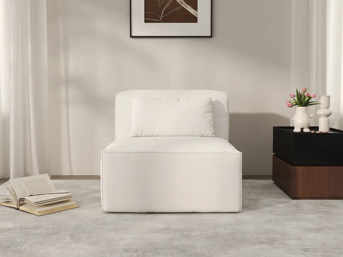 Sofá modular individual Matrix de 1 plaza, color beige | 1 pieza, tela Cloud Velvet, para espacios pequeños