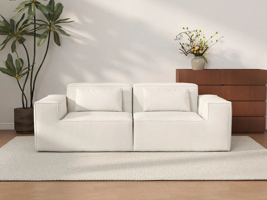 Forma Beige 2-Seater Loveseats | 2-Piece, Cloud Velvet Fabric, Fixed Upholstery