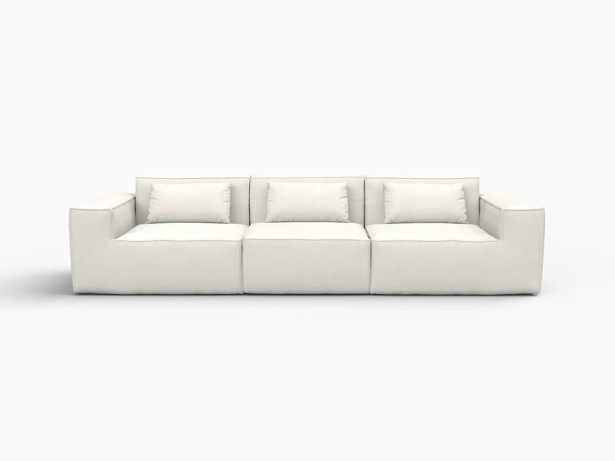 Forma Beige 3-Seater Couch Sectionals | 3-Piece, Cloud Velvet Fabric, Fixed Upholstery