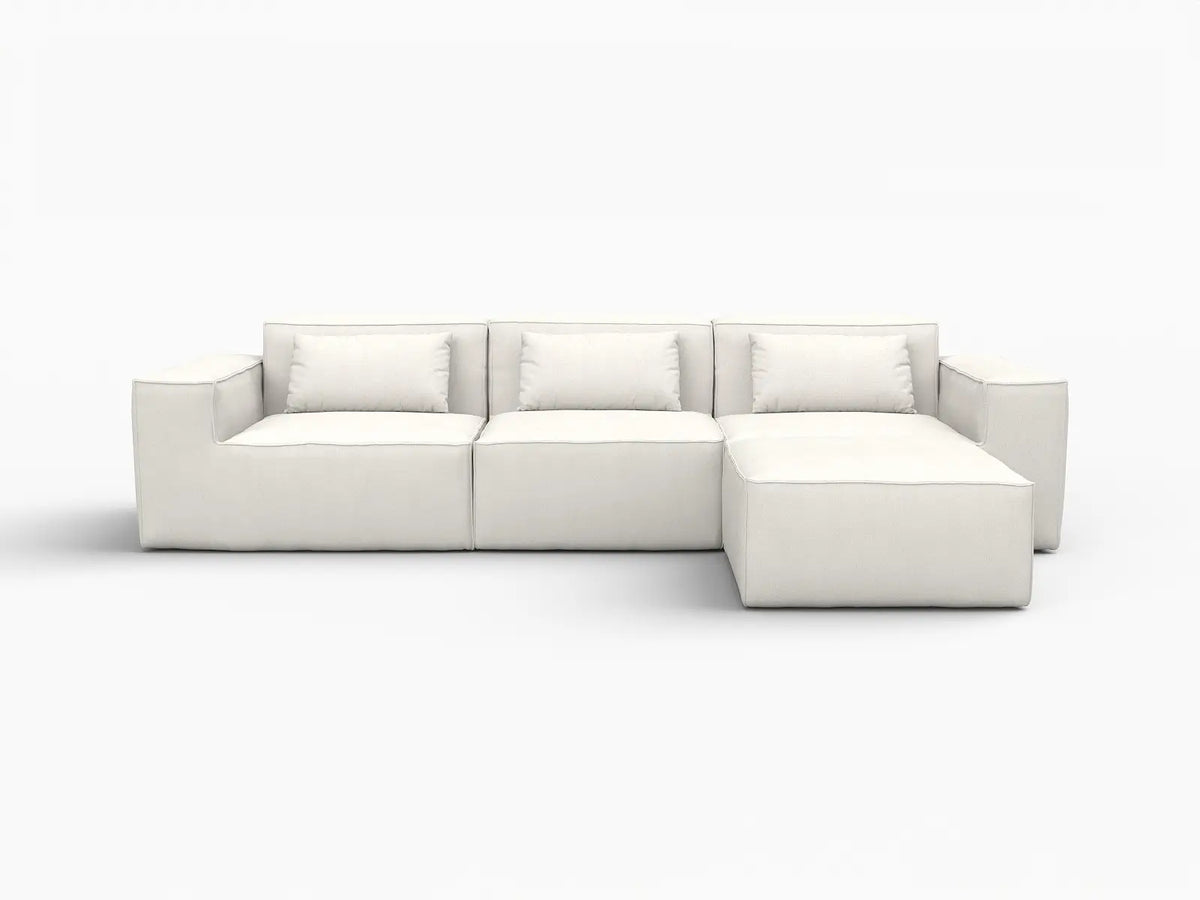 Forma Beige 3-Seater L-Shaped Sectionals | 4-Piece (includes 1 ottoman), Cloud Velvet Fabric, Fixed Upholstery