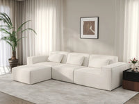 Forma Beige 3-Seater L-Shaped Sectionals | 4-Piece (includes 1 ottoman), Cloud Velvet Fabric, Fixed Upholstery