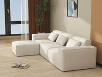 Forma Beige 3-Seater L-Shaped Sectionals | 4-Piece (includes 1 ottoman), Cloud Velvet Fabric, Fixed Upholstery