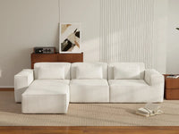 Forma Beige 3-Seater L-Shaped Sectionals | 4-Piece (includes 1 ottoman), Cloud Velvet Fabric, Fixed Upholstery