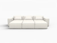 Forma Beige 3-Seater Pit Sectionals | 6-Piece (includes 3 ottomans), Cloud Velvet Fabric, Fixed Upholstery