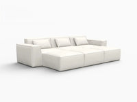 Forma Beige 3-Seater Pit Sectionals | 6-Piece (includes 3 ottomans), Cloud Velvet Fabric, Fixed Upholstery