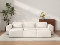 Forma Beige 3-Seater Pit Sectionals | 6-Piece (includes 3 ottomans), Cloud Velvet Fabric, Fixed Upholstery
