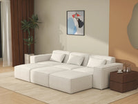 Forma Beige 3-Seater Pit Sectionals | 6-Piece (includes 3 ottomans), Cloud Velvet Fabric, Fixed Upholstery