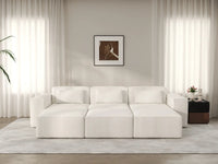 Forma Beige 3-Seater Pit Sectionals | 6-Piece (includes 3 ottomans), Cloud Velvet Fabric, Fixed Upholstery
