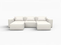Forma Beige 3-Seater U-Shaped Sectionals | 5-Piece (includes 2 ottomans), Cloud Velvet Fabric, Fixed Upholstery