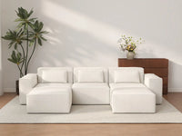 Forma Beige 3-Seater U-Shaped Sectionals | 5-Piece (includes 2 ottomans), Cloud Velvet Fabric, Fixed Upholstery