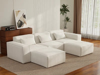 Forma Beige 3-Seater U-Shaped Sectionals | 5-Piece (includes 2 ottomans), Cloud Velvet Fabric, Fixed Upholstery