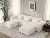 Forma Beige 3-Seater U-Shaped Sectionals | 5-Piece (includes 2 ottomans), Cloud Velvet Fabric, Fixed Upholstery