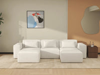 Forma Beige 3-Seater U-Shaped Sectionals | 5-Piece (includes 2 ottomans), Cloud Velvet Fabric, Fixed Upholstery