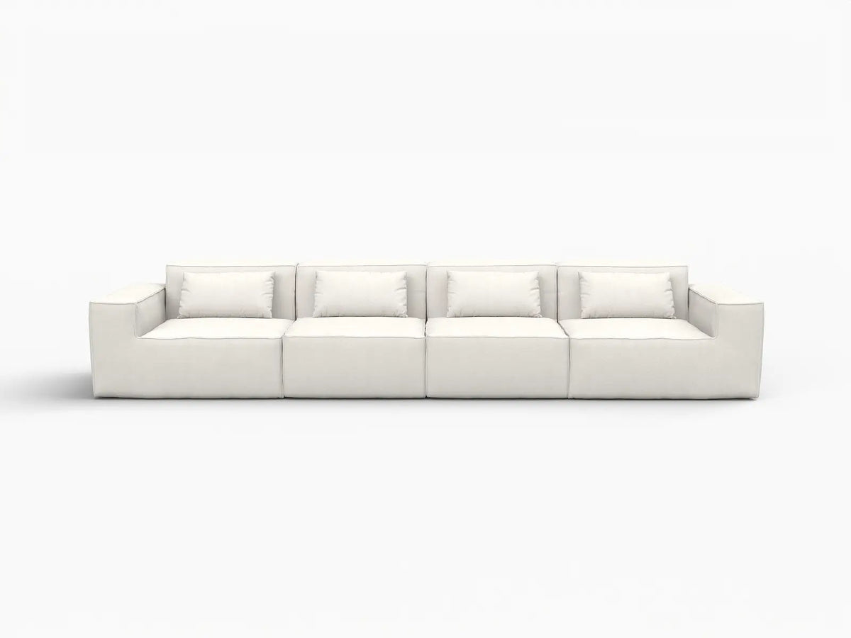Forma Beige 4-Seater Couch Sectionals | 4-Piece, Cloud Velvet Fabric, Fixed Upholstery