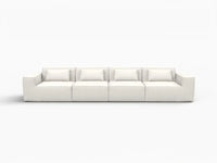 Forma Beige 4-Seater Couch Sectionals | 4-Piece, Cloud Velvet Fabric, Fixed Upholstery