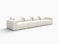 Forma Beige 4-Seater Couch Sectionals | 4-Piece, Cloud Velvet Fabric, Fixed Upholstery