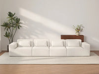 Forma Beige 4-Seater Couch Sectionals | 4-Piece, Cloud Velvet Fabric, Fixed Upholstery
