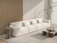 Forma Beige 4-Seater Couch Sectionals | 4-Piece, Cloud Velvet Fabric, Fixed Upholstery