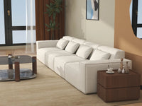 Forma Beige 4-Seater Couch Sectionals | 4-Piece, Cloud Velvet Fabric, Fixed Upholstery