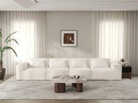 Forma Beige 4-Seater Couch Sectionals | 4-Piece, Cloud Velvet Fabric, Fixed Upholstery