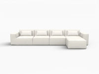 Forma Beige 4-Seater L-Shaped Sectionals | 5-Piece (includes 1 ottoman), Cloud Velvet Fabric, Fixed Upholstery