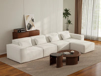 Forma Beige 4-Seater L-Shaped Sectionals | 5-Piece (includes 1 ottoman), Cloud Velvet Fabric, Fixed Upholstery